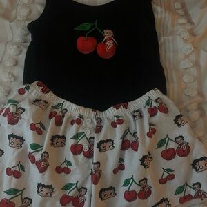 BETTY BOOP// Black Cherry Tank Top and Printed Shorts Set